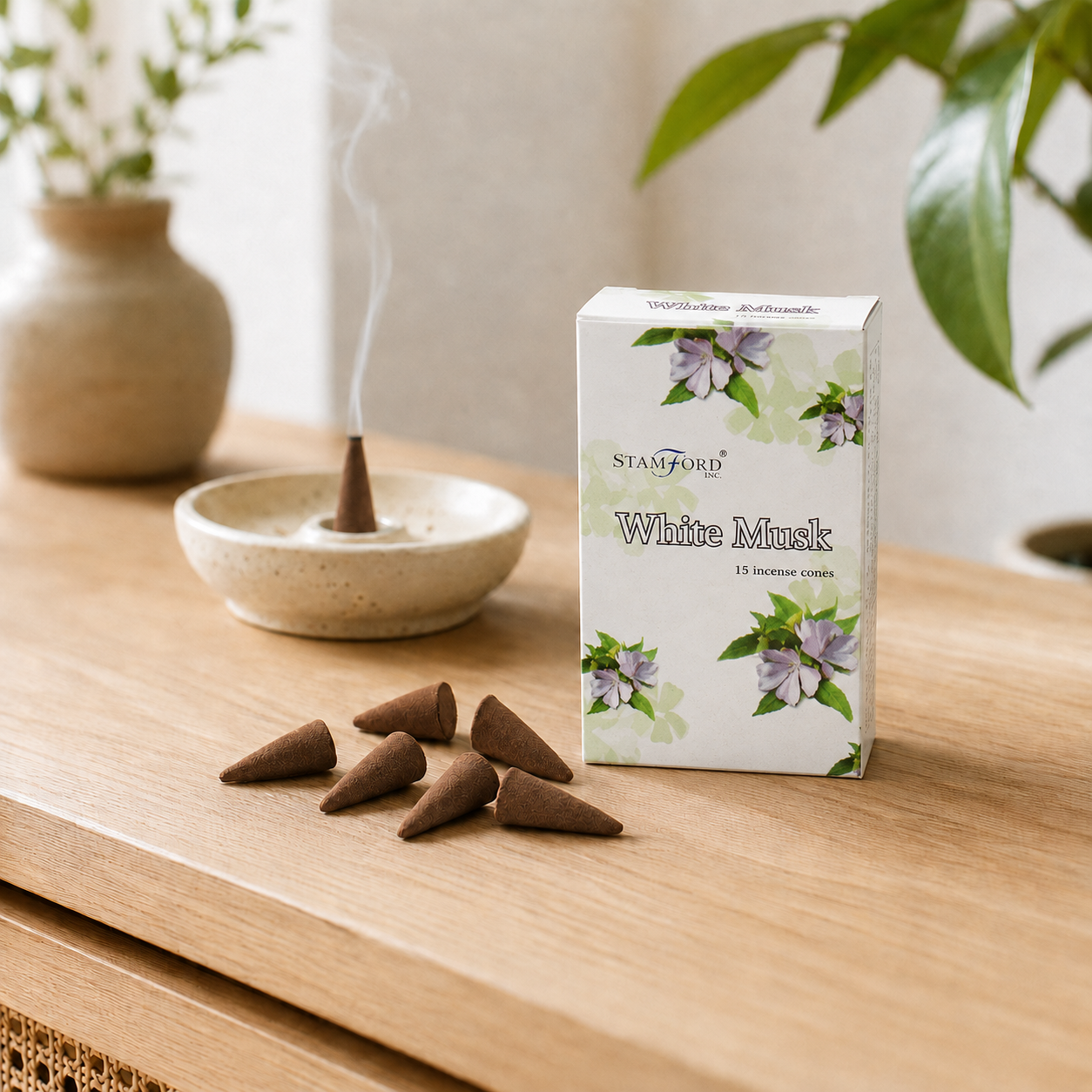 Premium Räucherkegel mit weißem Moschus - 15 St.
