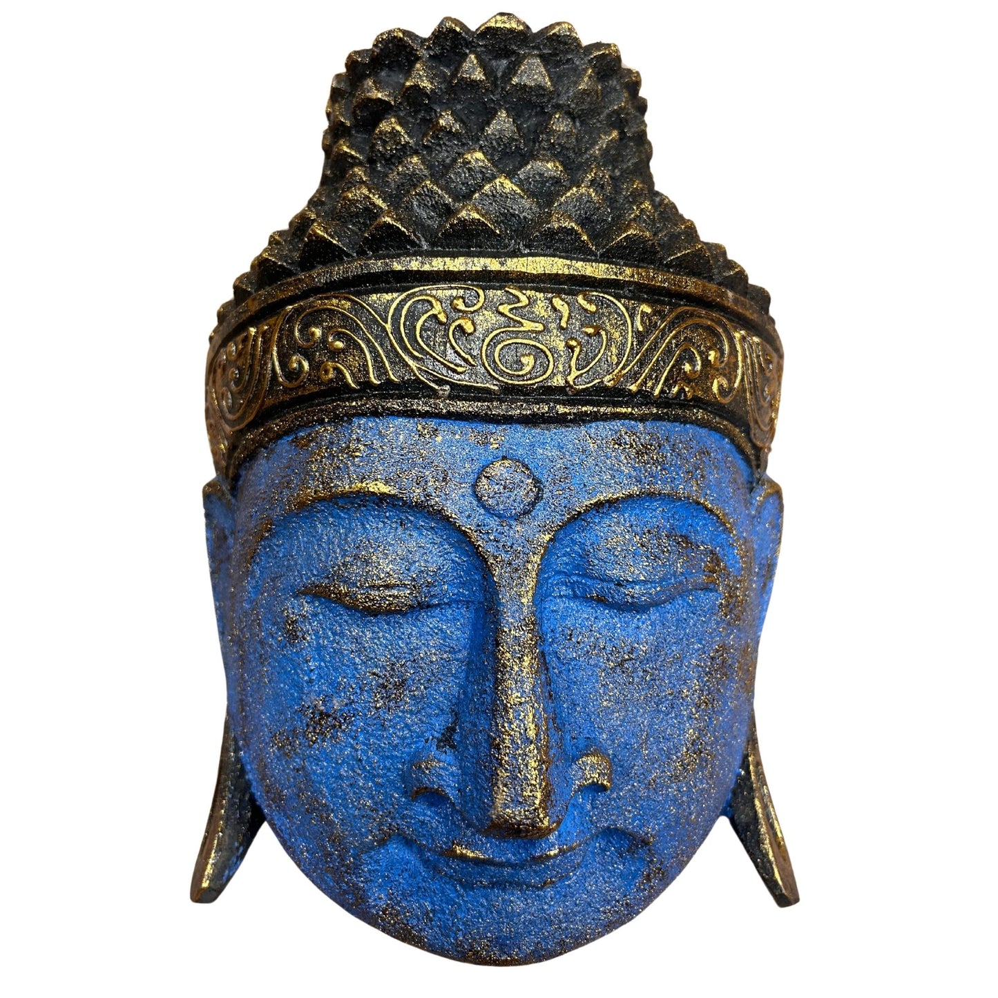 Buddha Kopf Dekoration mit blauem Glanz 25cm für Zuhause