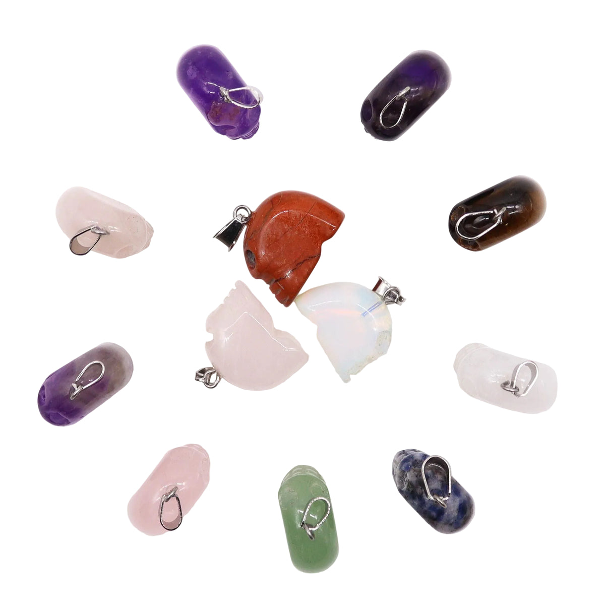 Mini-Totenkopf-Anhänger mit Edelsteinen (12 verschiedene Farben)