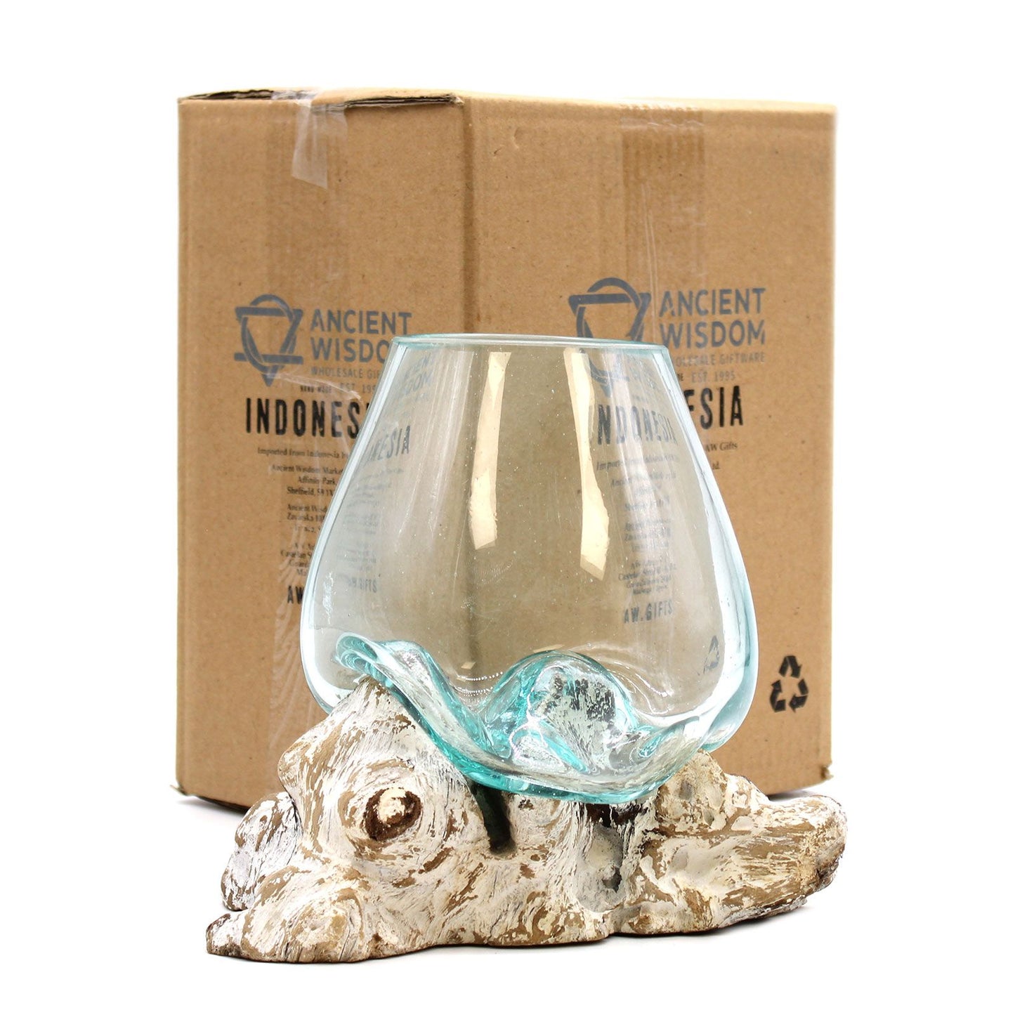 Große Schale Molten Glass auf Whitewash Holz