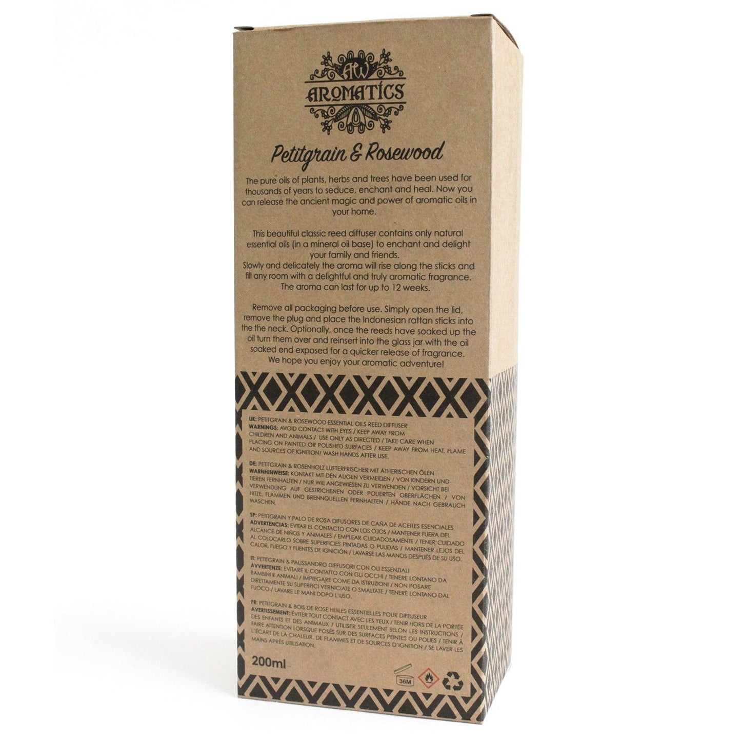 Petitgrain & Rosewood Duftstäbchen Diffuser mit natürlichem Aroma