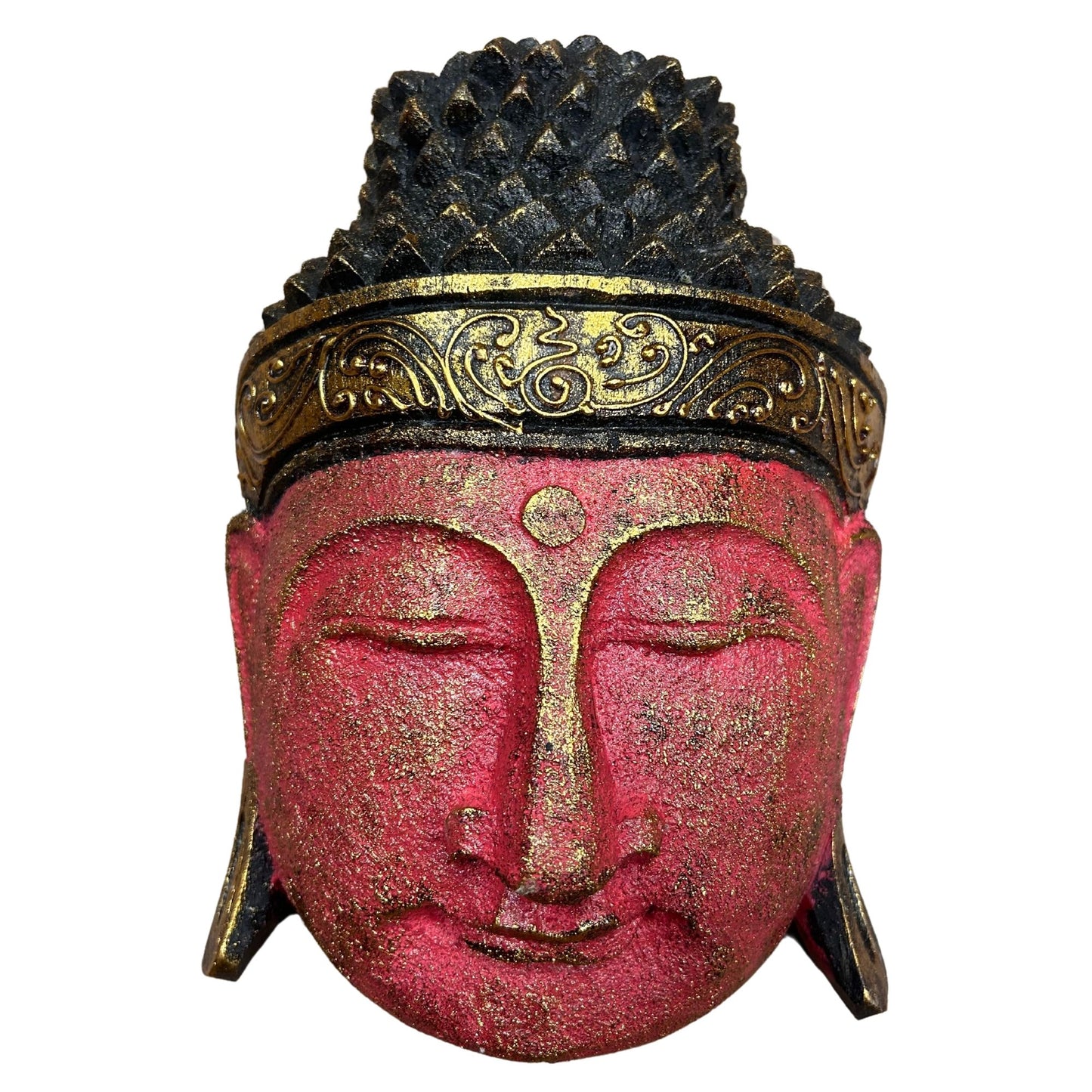 Buddha Kopf Dekoration mit rotem Glanz 25cm Bali Stil