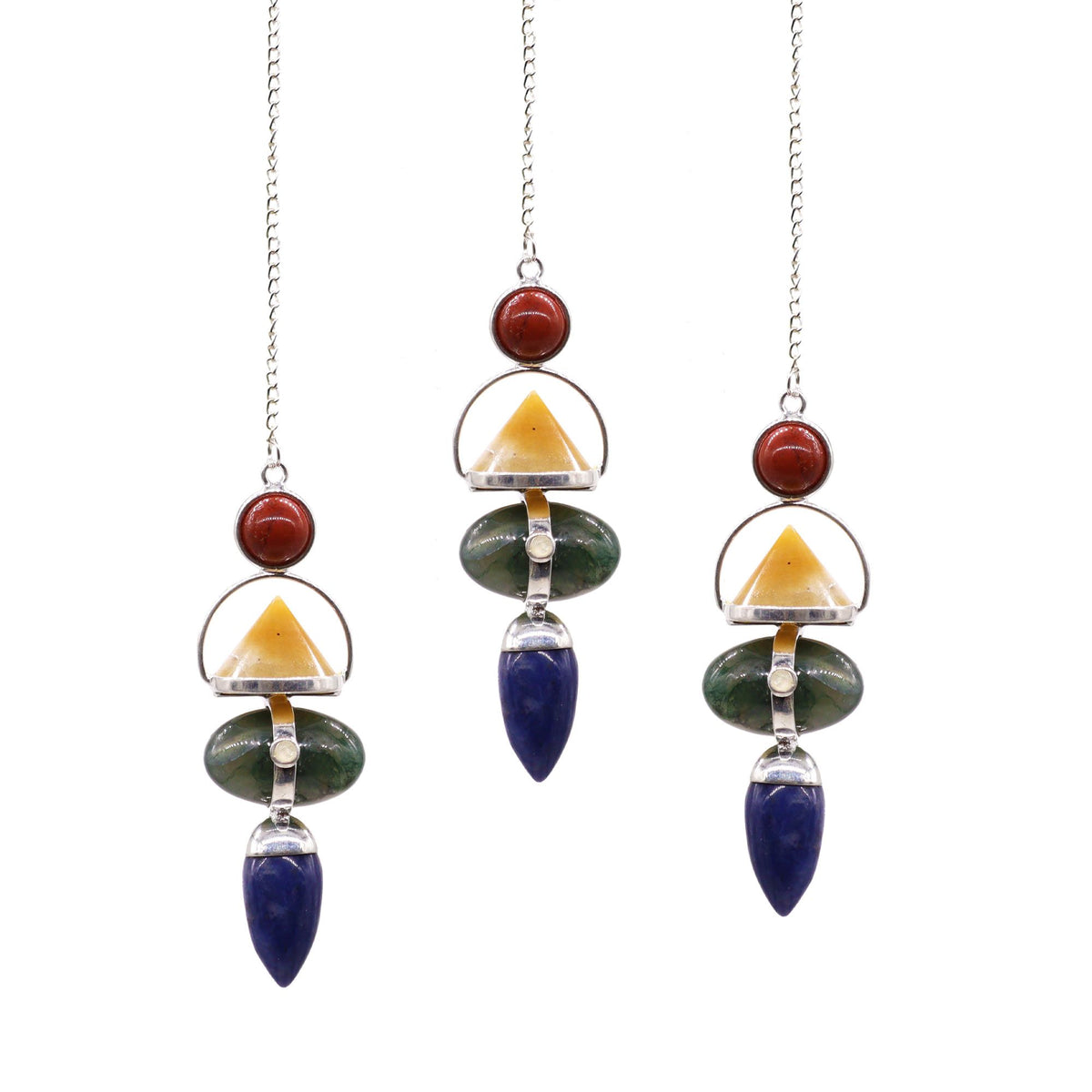 Edelstein Pendel aus rotem Jaspis & gelbem Aventurine