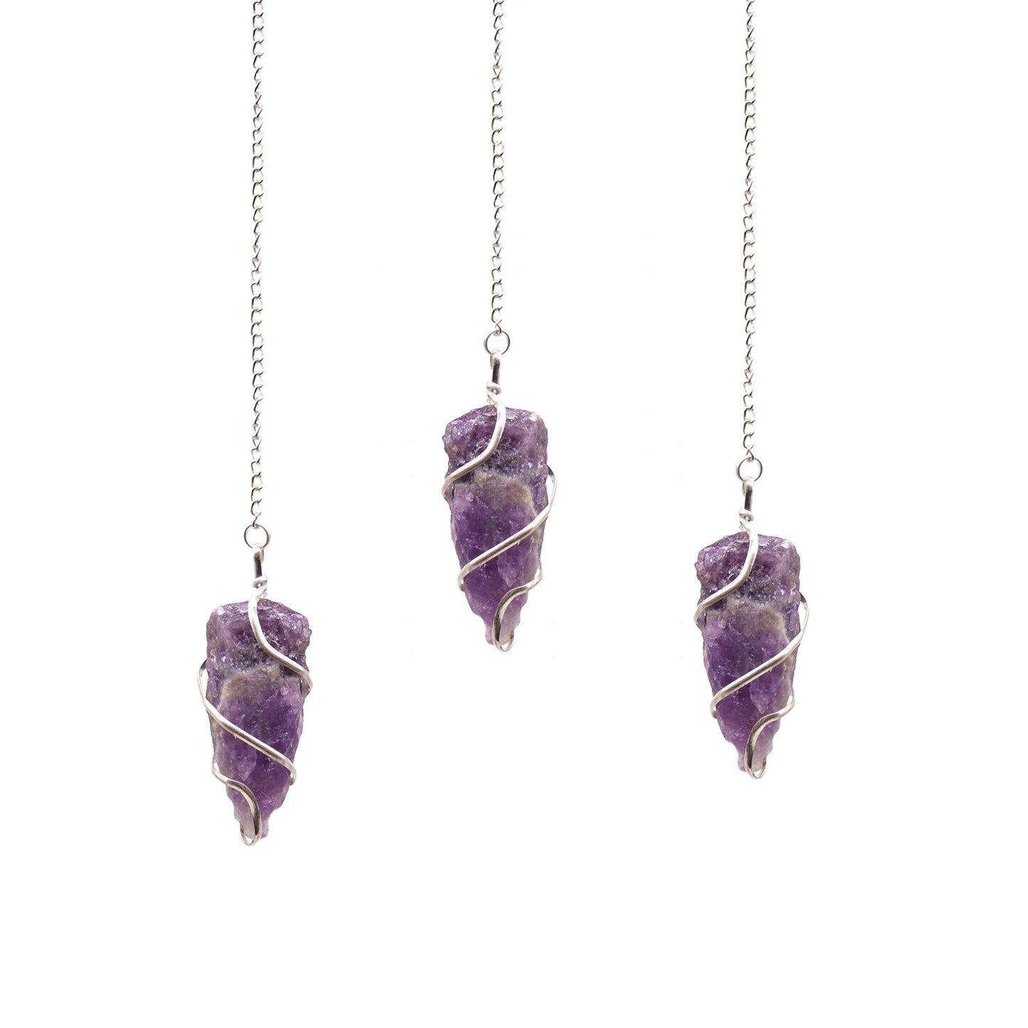 Amethyst Pendel mit silberfarbenen Spirale, für Meditation