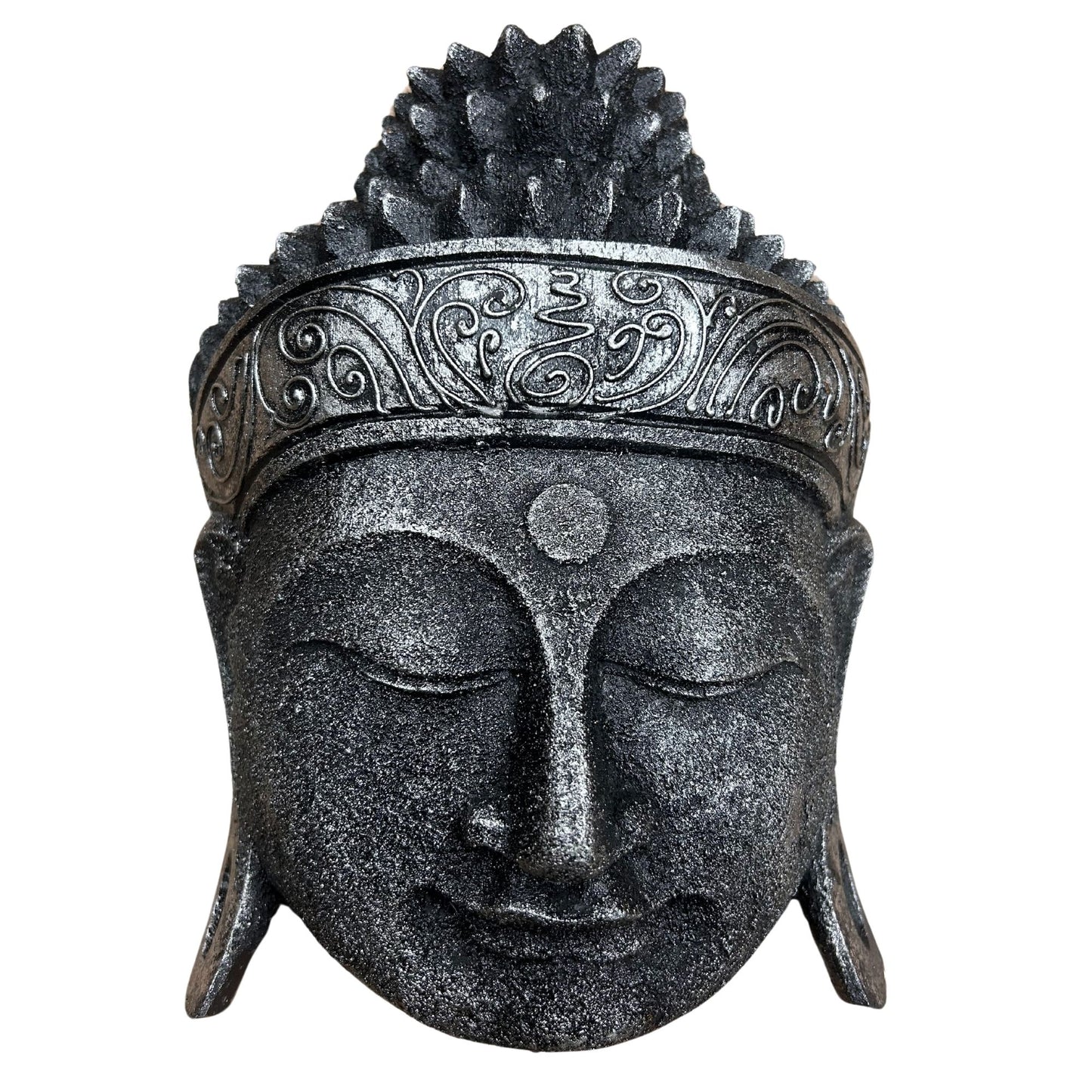 Buddha Kopf Dekoration mit silbernem Glanz für Zuhause und Büro