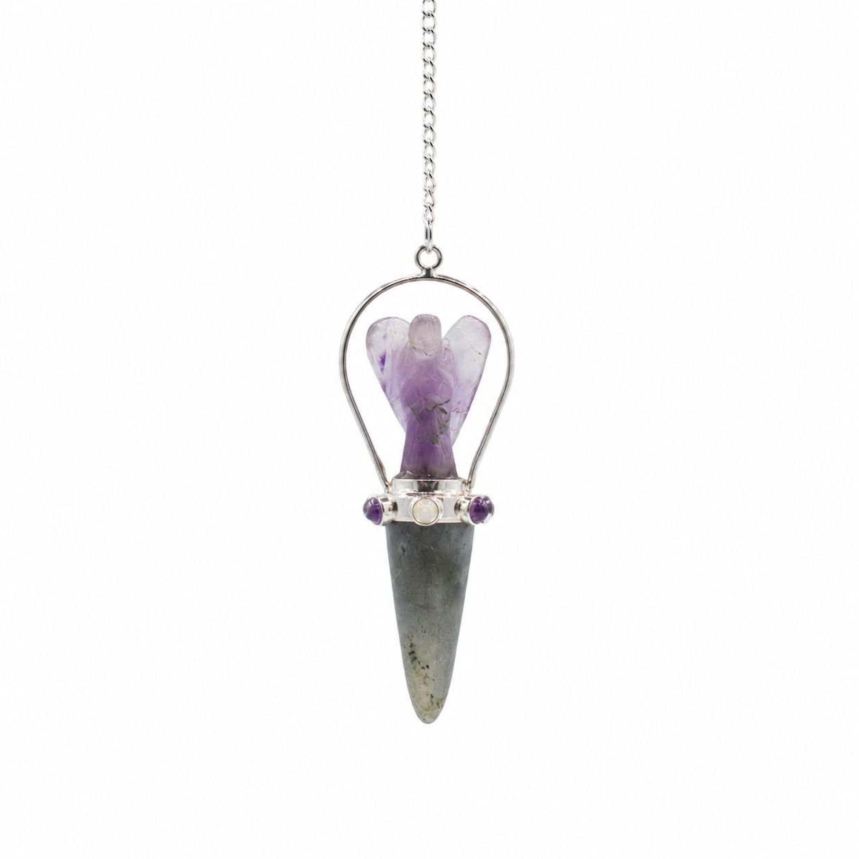 Pendel mit Amethyst Engel und Labradorit Spitze