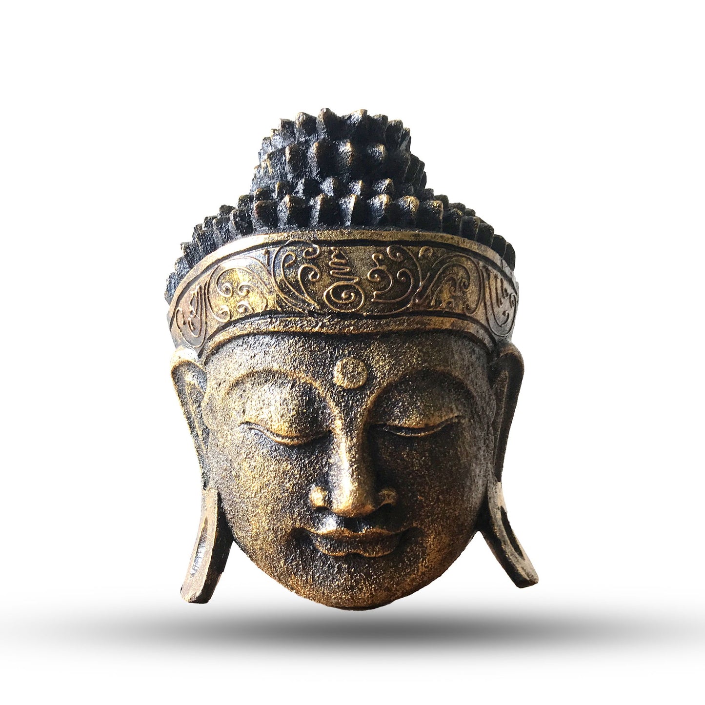 Buddha Kopf Dekoration in Goldglanz für Zuhause