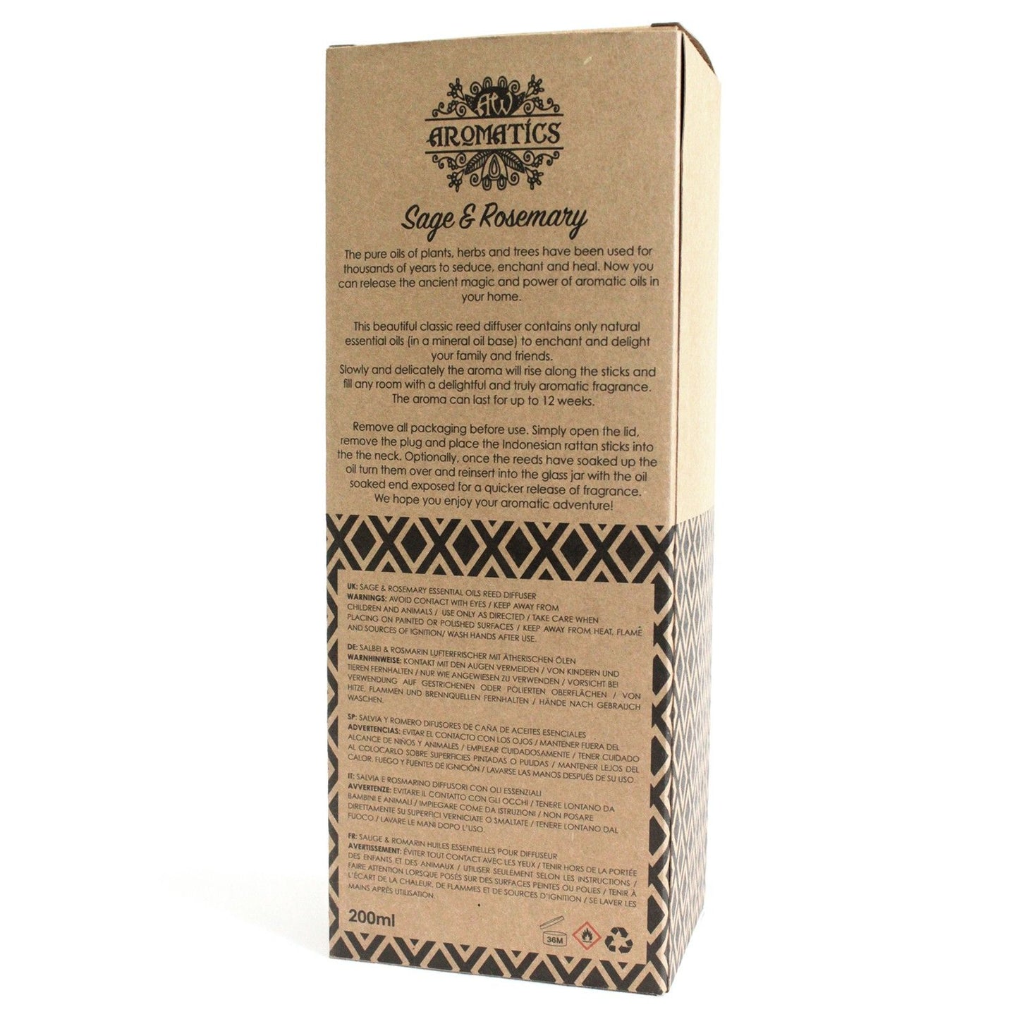 Salbei & Rosemarin Duftstäbchen Diffuser mit ätherischen Ölen 200ml