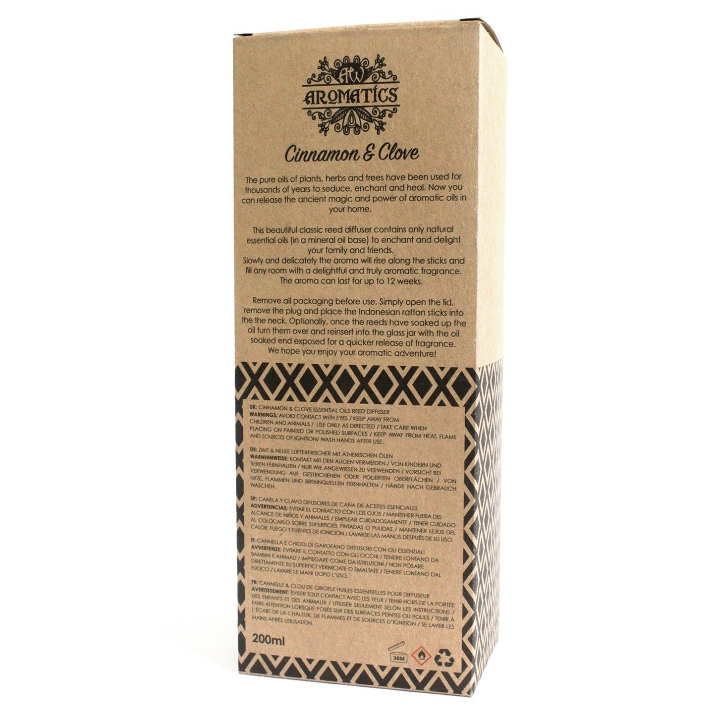 Zimt & Nelken Duftstäbchen Diffuser mit ätherischem Öl 200ml