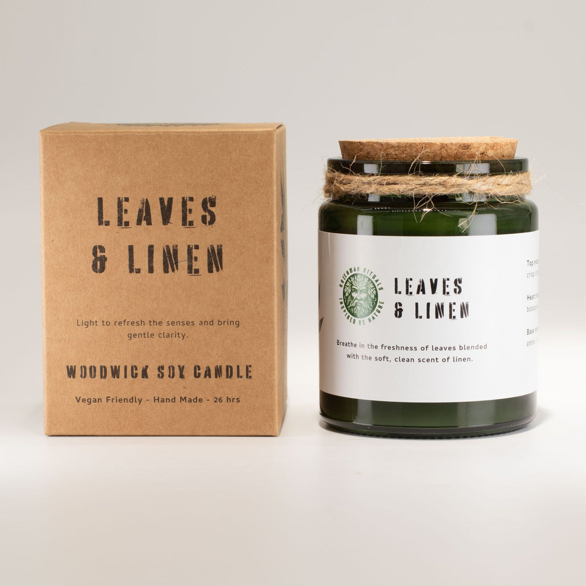 Greenman Duftkerze Leaves and Linen im Glas