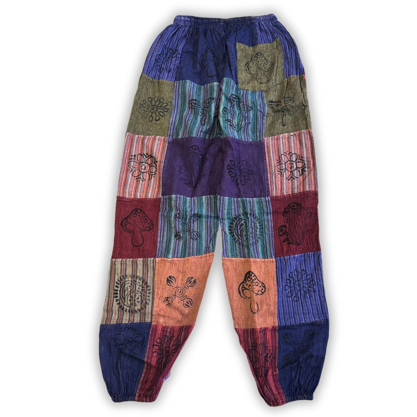 Nomad Sari Mushroom-Hose mit Blockdruck in lila Tönen, S / M