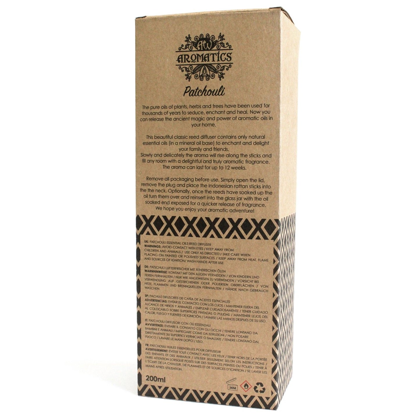 Patchouli Duftstäbchen Diffuser mit ätherischem Öl 200ml