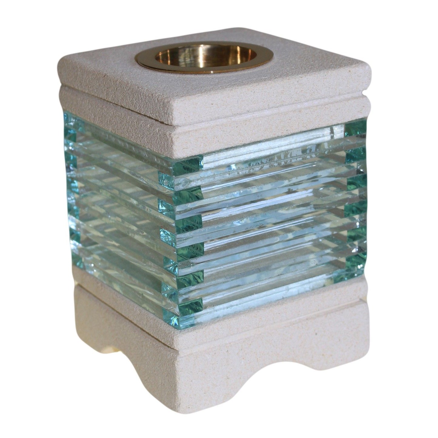 Duftlampe aus Sandstein – Quadratischer Glasstein