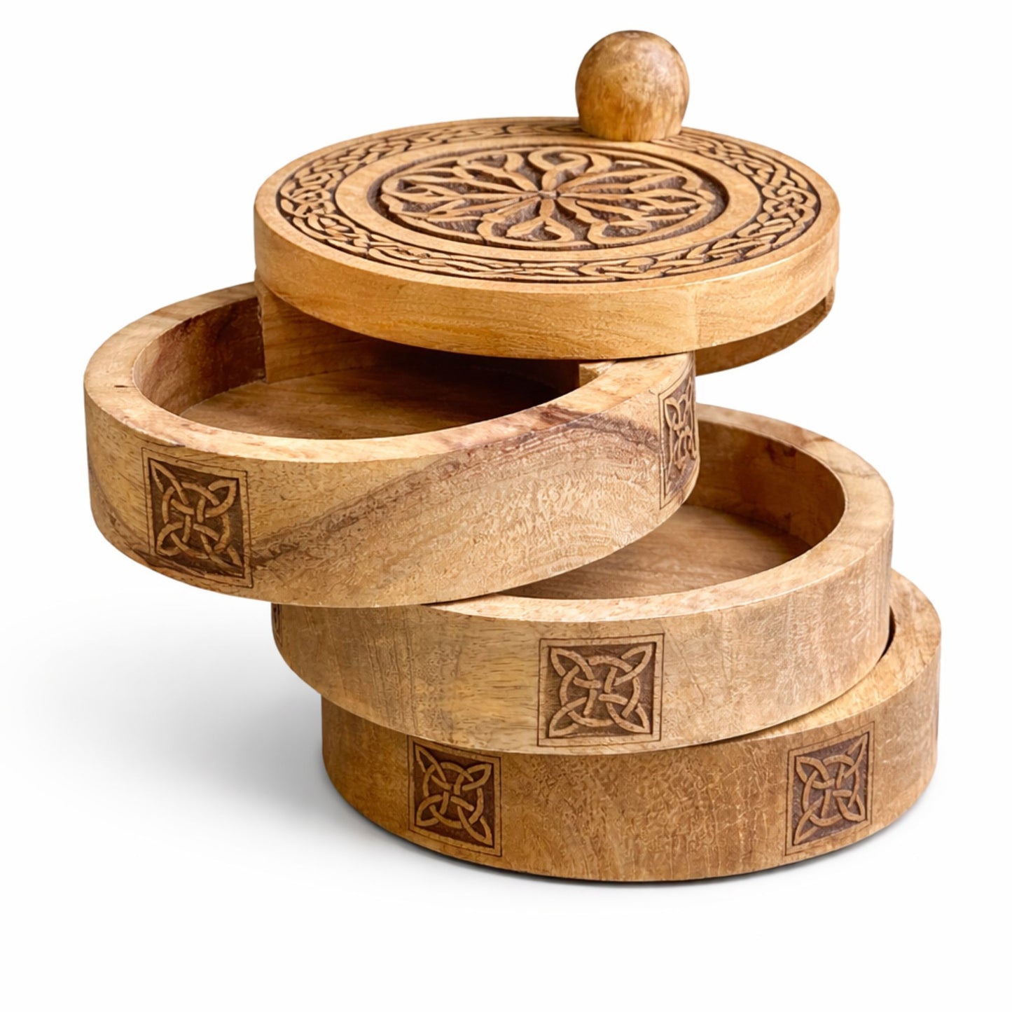 Keltische Dreistufige Drehbox mit Knotenornamenten