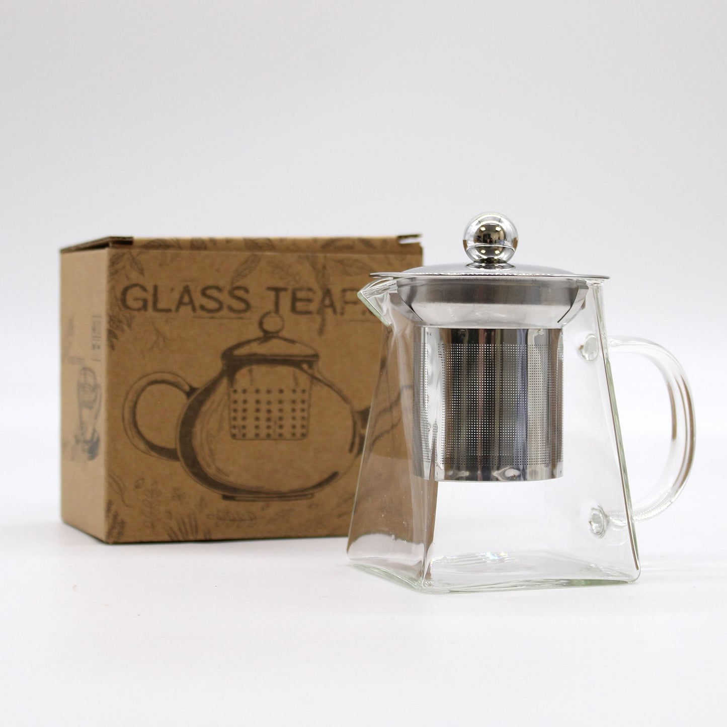 Glas-Teekanne mit Infuser in Turmform, 350 ml Fassungsvermögen