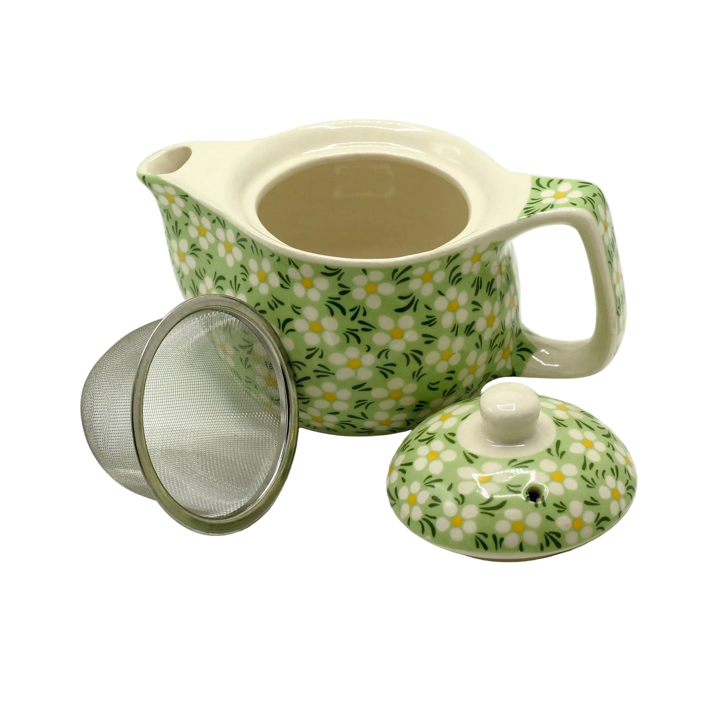 Kleine Kräuterteekanne mit Teesieb - Green Daisy 350 ml