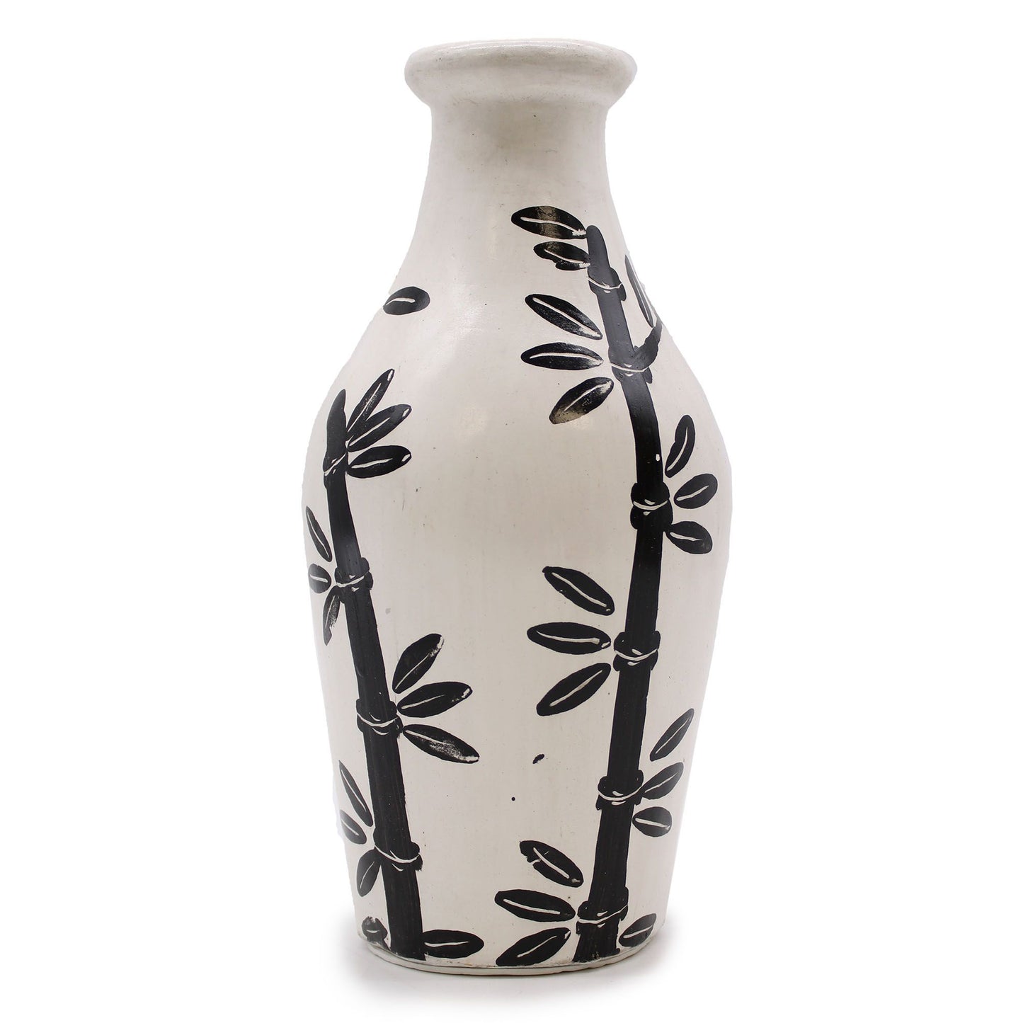 Vase mit Bambusmotiv in Naturfarben aus Keramik