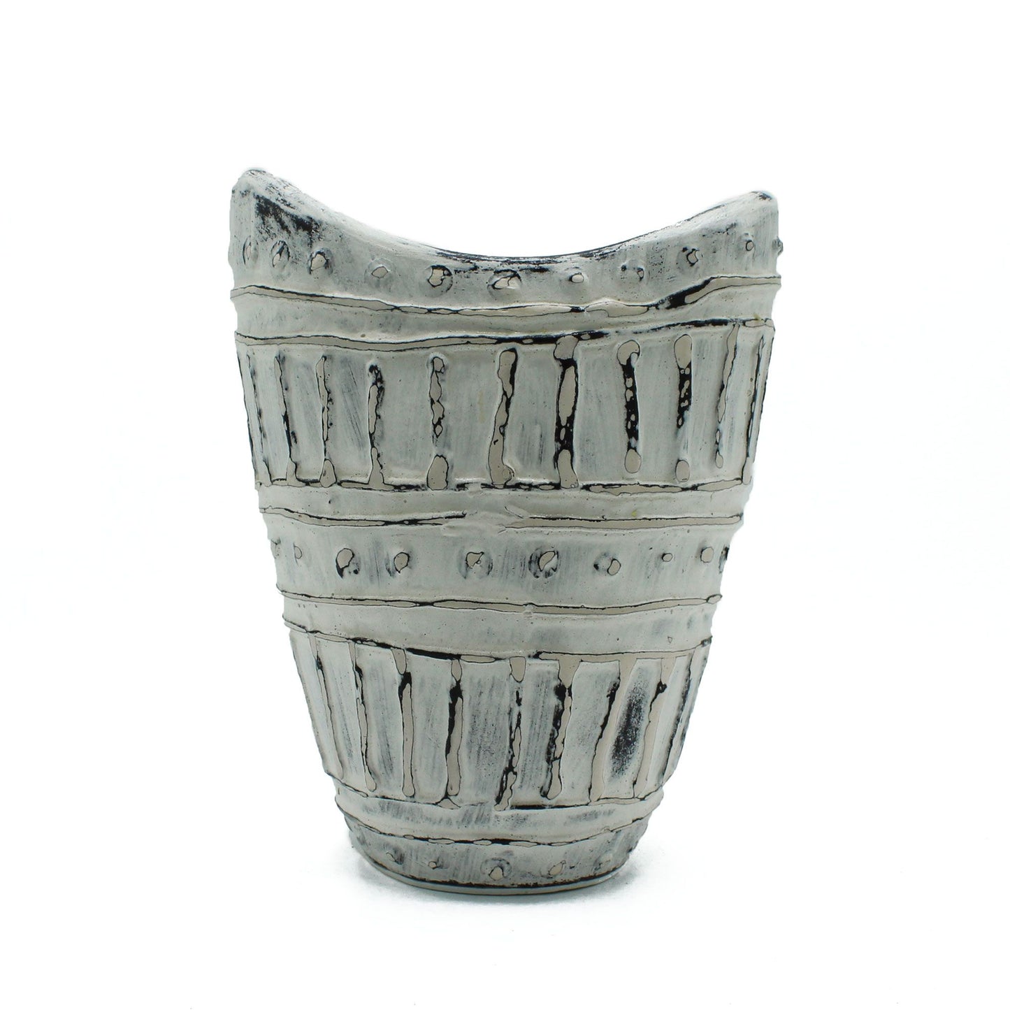 Vase mit weitem Hals in Creme – Balinesische Keramikvase