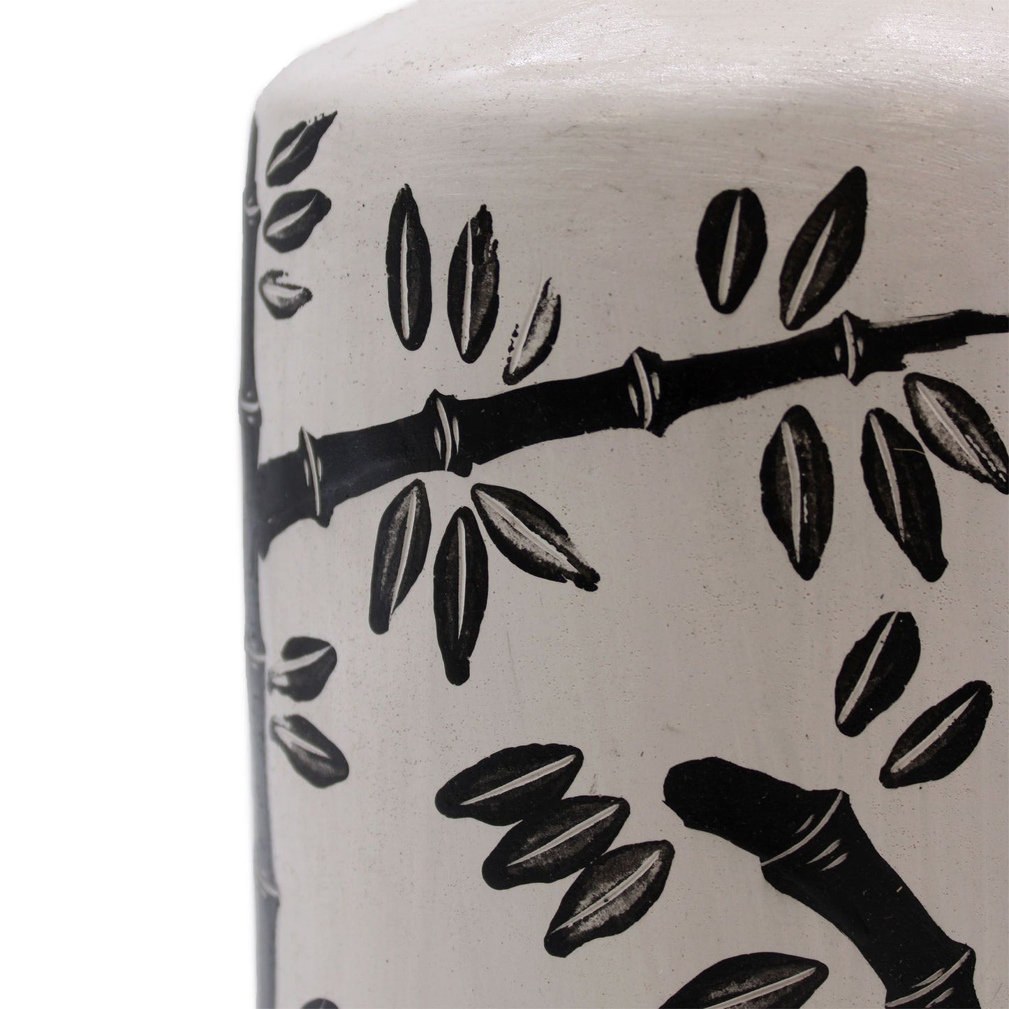 Gerade Vase mit Bambusmotiv in Naturfarben aus Keramik