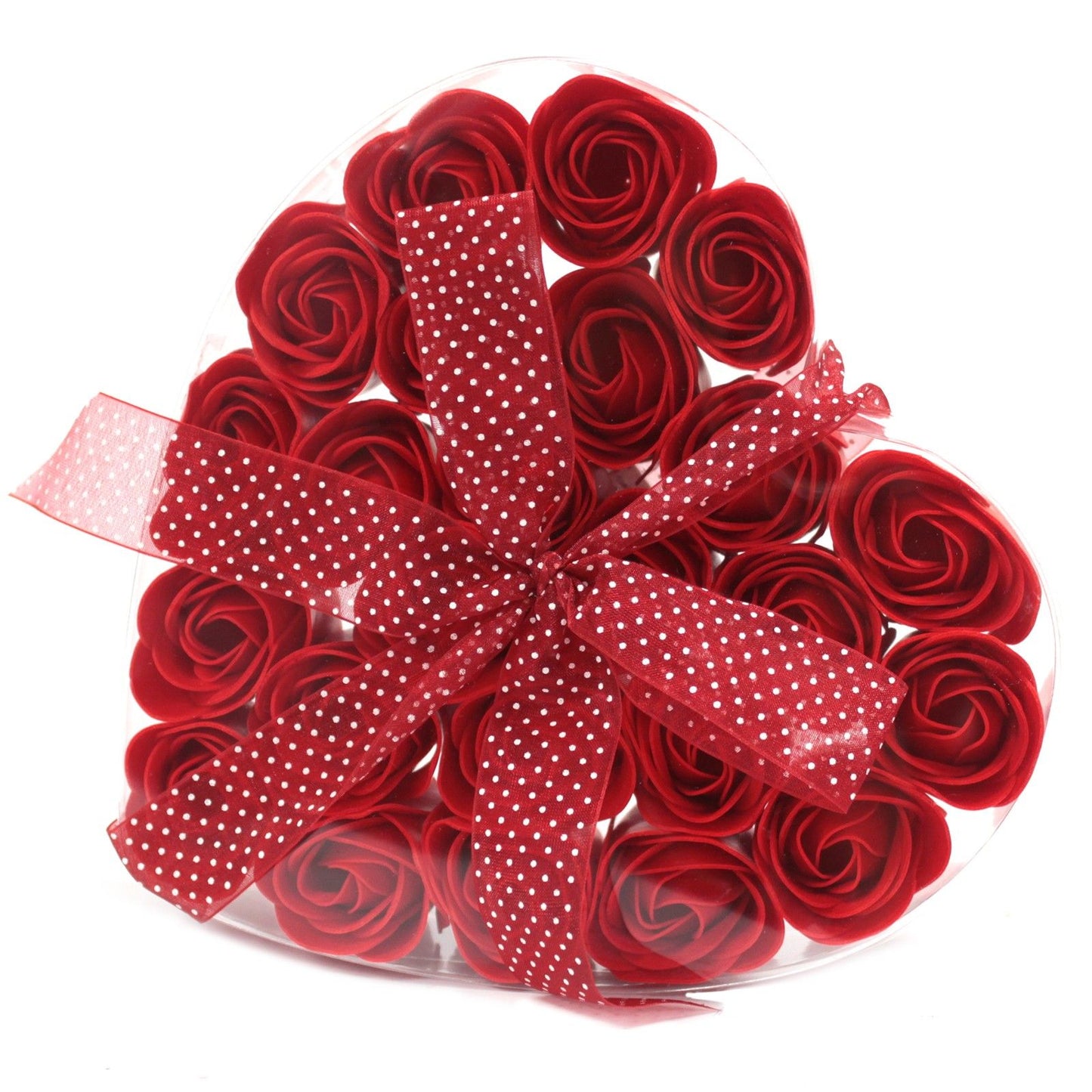 Set mit 24 roten Rosen in Geschenkbox - Seifenblumen