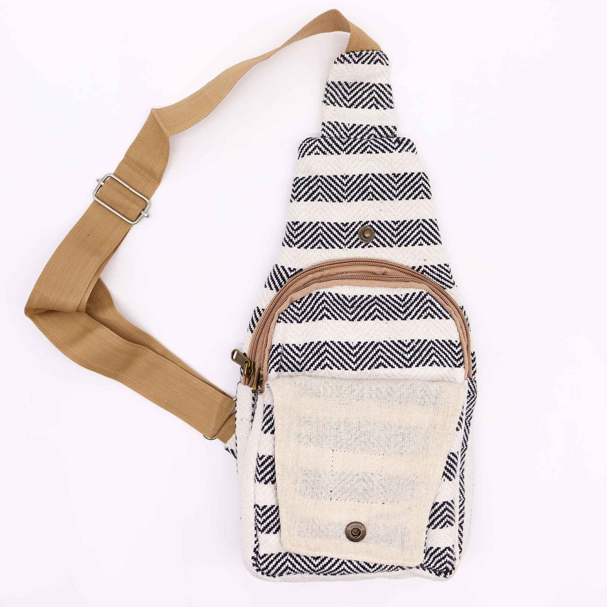 Crossbody Bag aus Baumwolle - Schwarz-Weiß