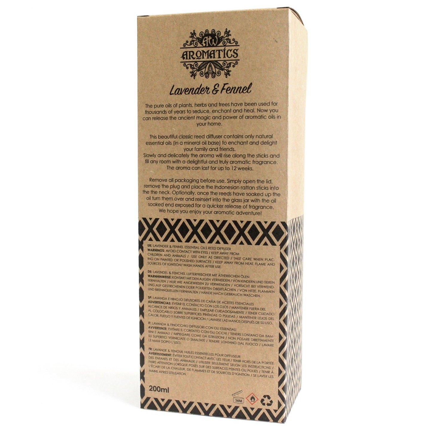 Lavendel & Fenchel Duftstäbchen Diffuser mit ätherischen Ölen 200ml