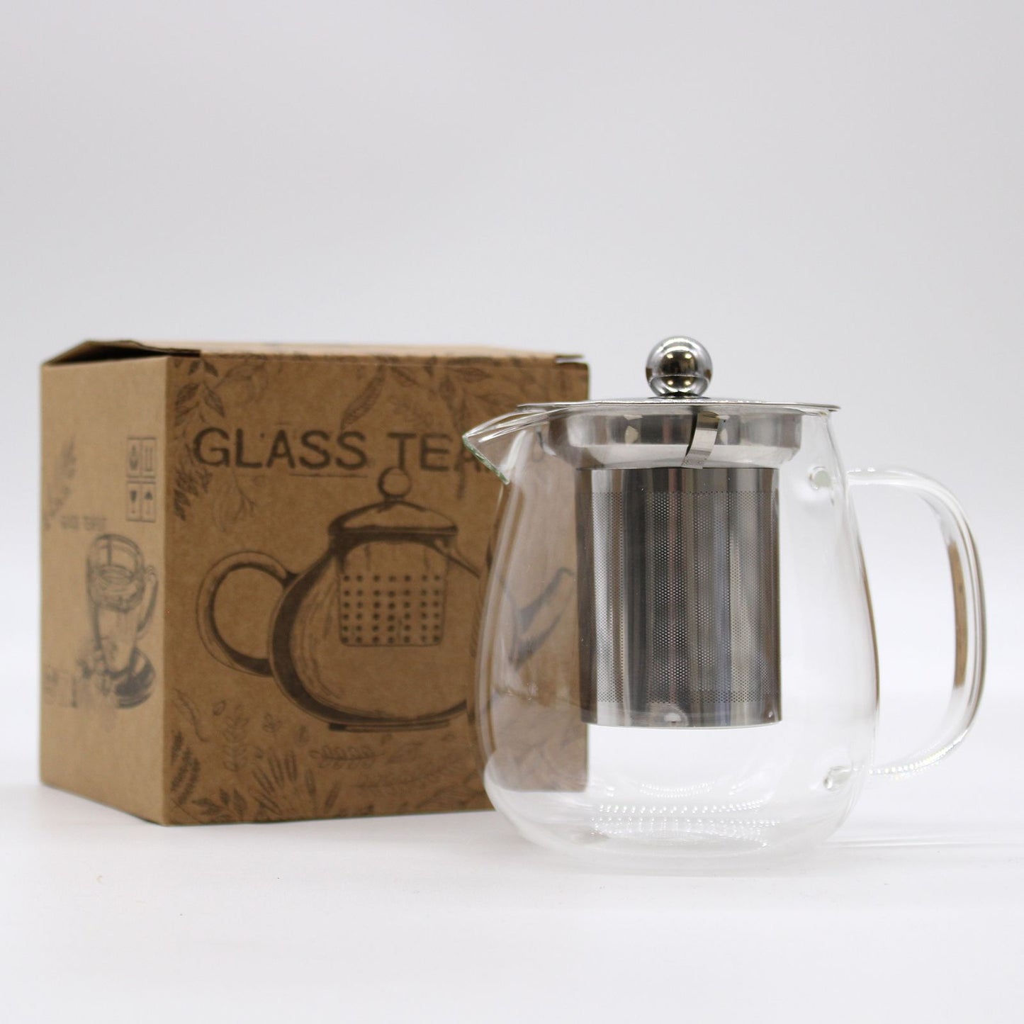 Glas-Teekanne mit integriertem Sieb – Modernes Design – 550ml