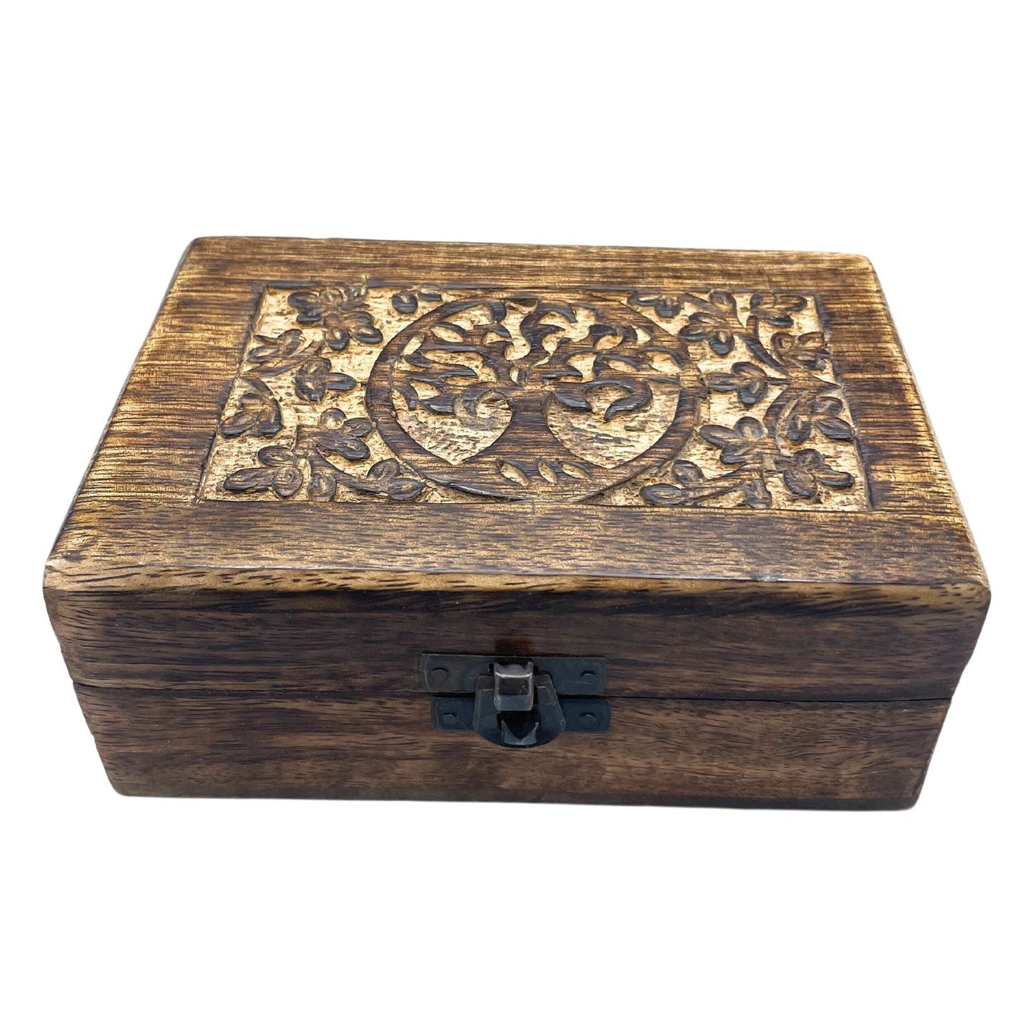 Mittlere Holz-Schatzkiste mit Lebensbaum-Motiv
