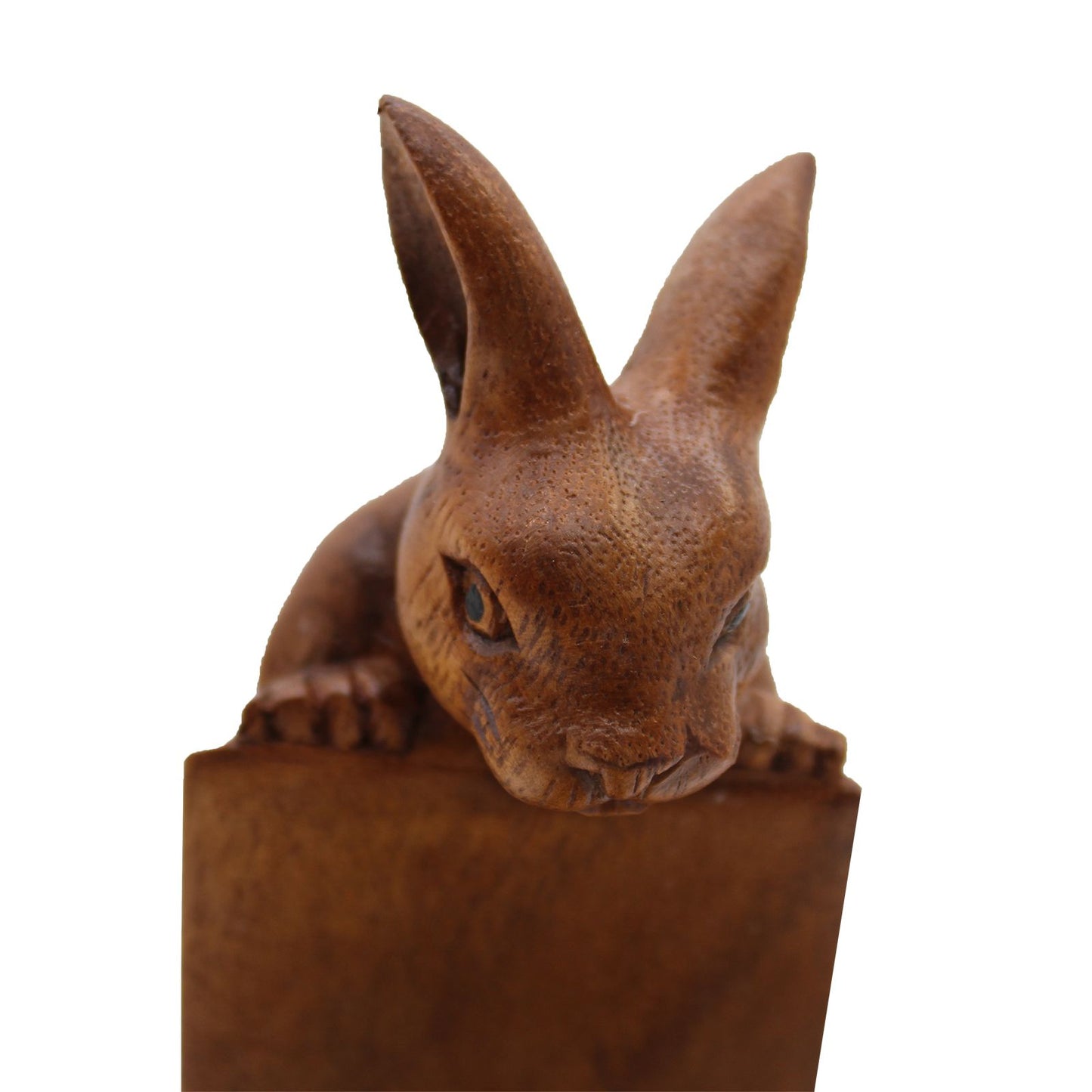 Weinflaschenhalter Rabbit handgefertigt aus Suar-Holz