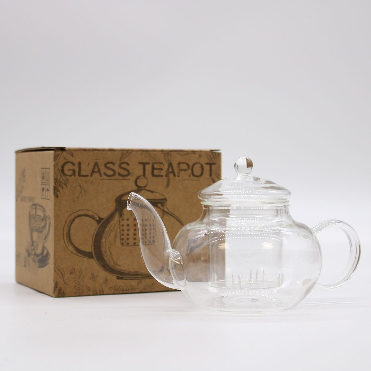 Glas-Teekanne mit Sieb - Rund, Perlenoptik - 400 ml