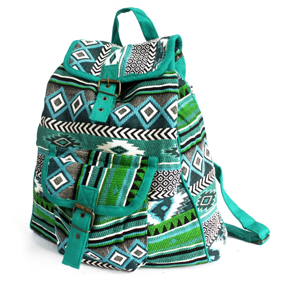Jacquard Rucksack aus Baumwolle, Teal