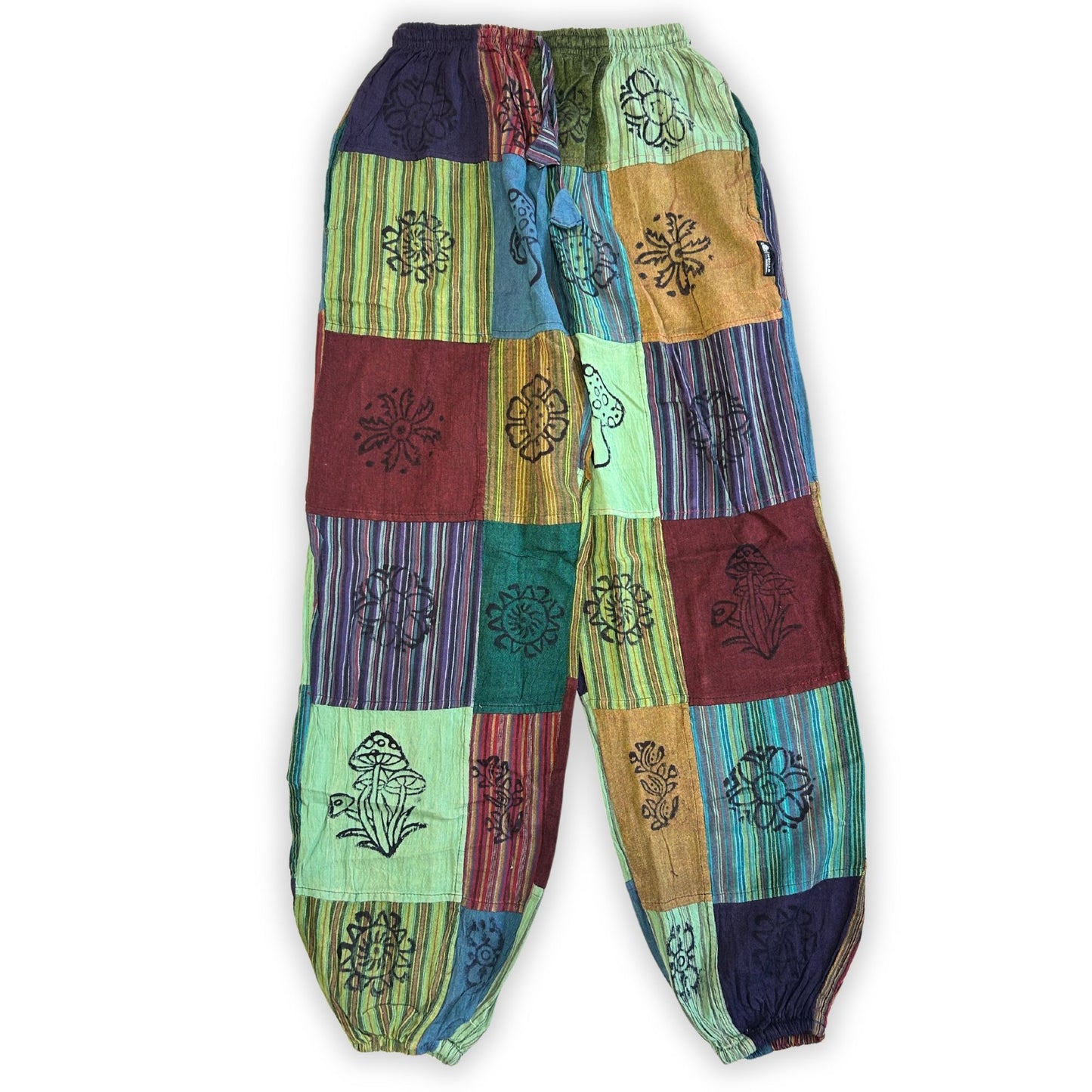 Nomad Sari Freizeithose mit Blockdruck in Grüntönen, S / M
