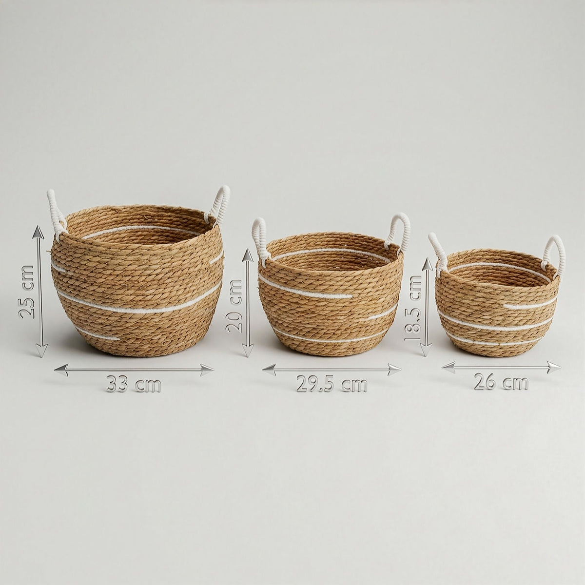 Große Seegras Körbe mit Baumwolle, Set