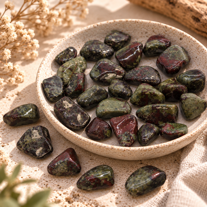 24 kleine afrikanische Trommelsteine aus Dragon Stones