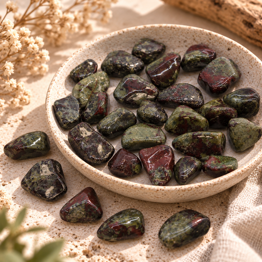 24 kleine afrikanische Trommelsteine aus Dragon Stones