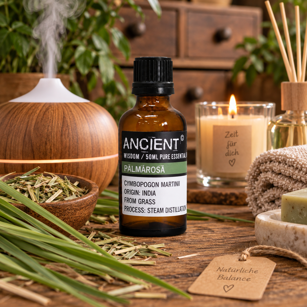 Ätherisches Palmarosa-Öl, 50 ml - Cymbopogon martinii