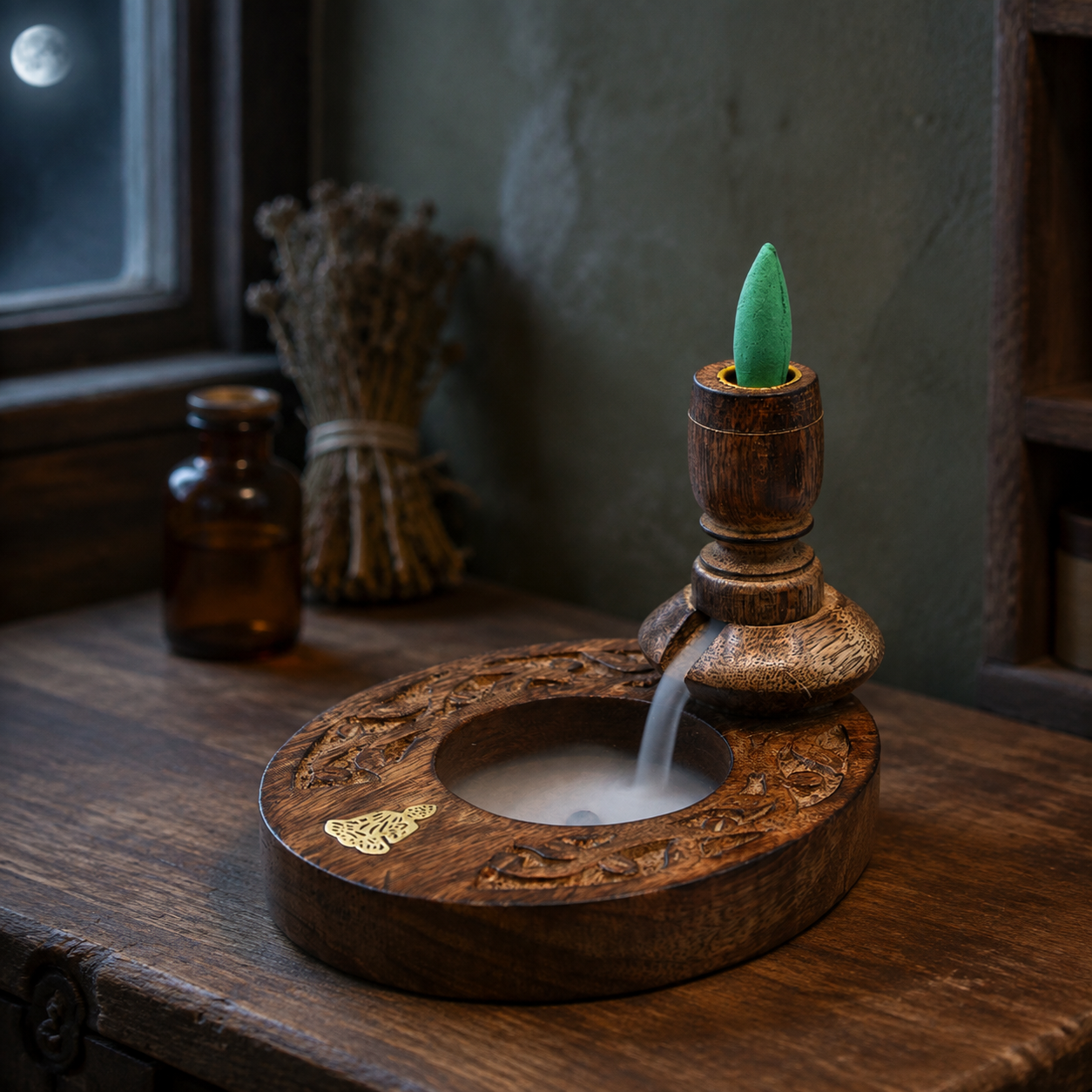 Backflow Burner aus Mangoholz - Brass Buddha