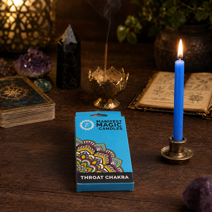 Manifest Magic Candles - Halschakra, 12 Stück