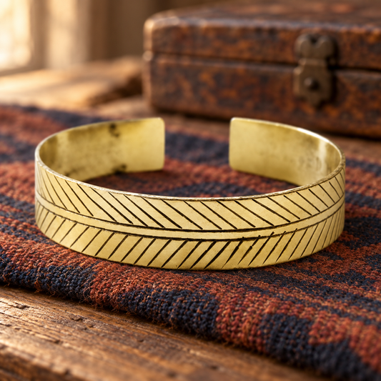 Breites tibet Messing-Armband Tribal-Blatt-Design