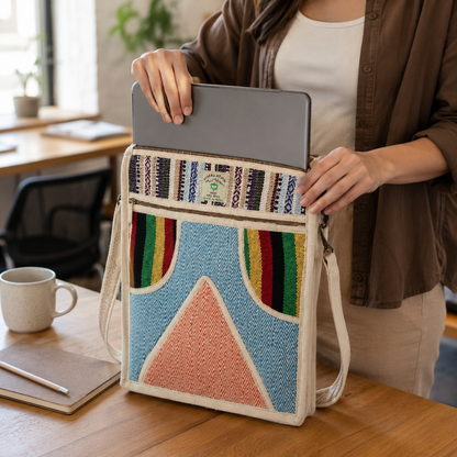 Laptop-Umhängetasche aus Hanf - Triangle
