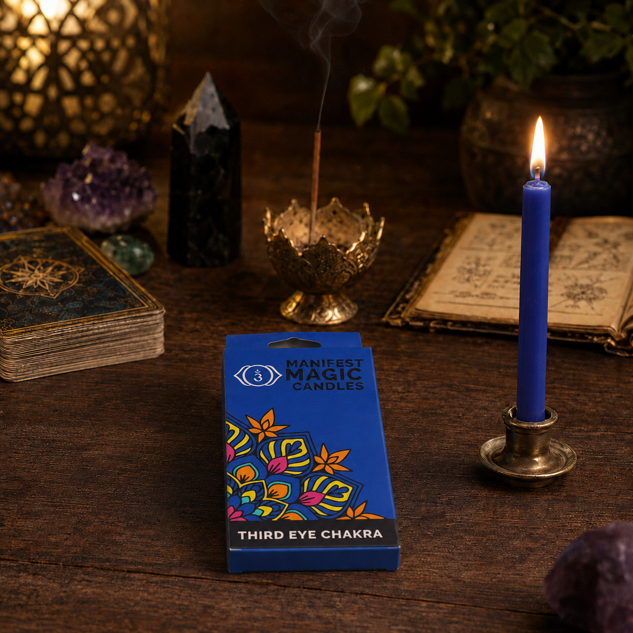 Manifest Magic Candles - Drittes Auge Chakra, 12 Stück
