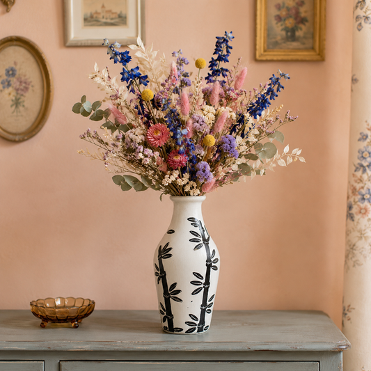 Vase mit Bambusmotiv - Naturfarben aus Keramik