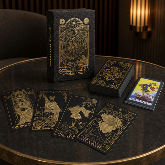 Luxuriöses Tarot-Set mit Goldfolie und Begleitbuch
