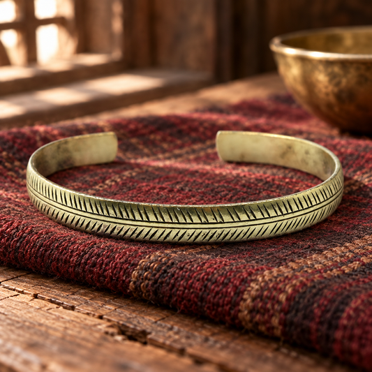 Tibet Messingarmband mit Tribal-Blattdesign