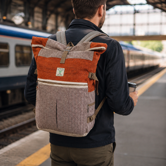 Hanf-Trekking-Rollrucksack - Sunset Orange