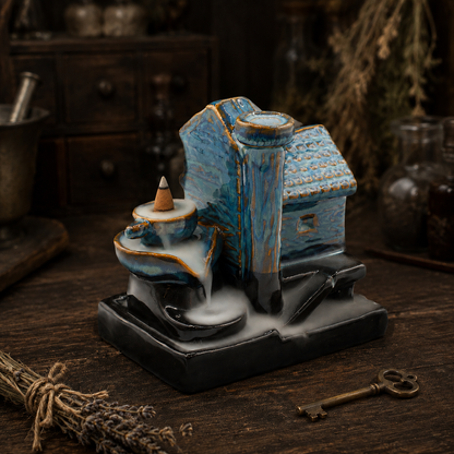 Backflow Incense Burner Watermill House aus Keramik
