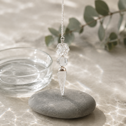 Pendulum aus Kristallquarz, dreiteiliges Design