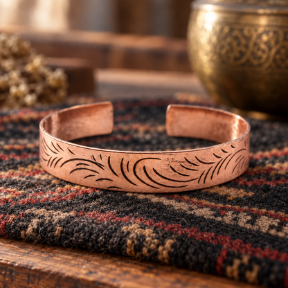 Tibet Kupferarmband Tribal Wirbel handgefertigt