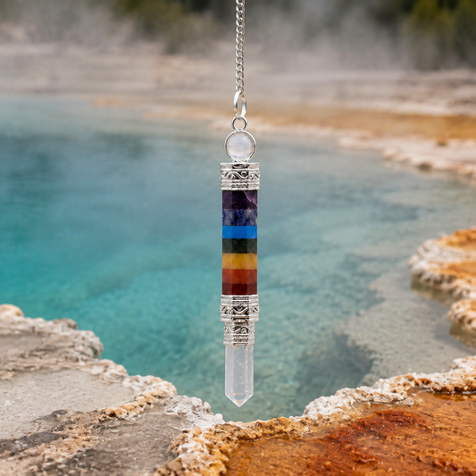 7 Chakra Pendulum mit Kristallspitze | Pendel