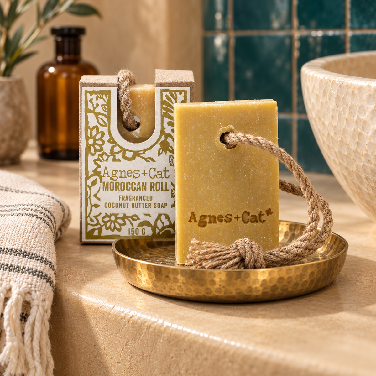 Handgemachte Moroccan Roll Seife an der Kordel mit orientalischem Duft